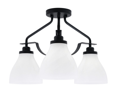 Odyssey 3 Light Semi Flush Mount In Matte Black Finish With 6.25" White Marble Glass (2607-MB-4761)