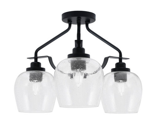 Odyssey 3 Light Semi Flush Mount In Matte Black Finish With 6" Clear Bubble Glass  (2607-MB-4810)