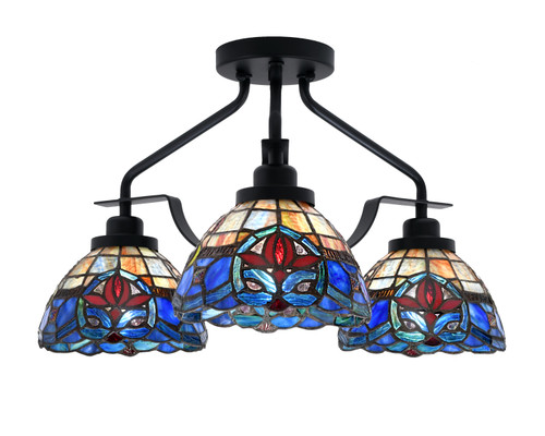 Odyssey 3 Light Semi Flush Mount In Matte Black Finish With 7" Sierra Art Glass  (2607-MB-9355)