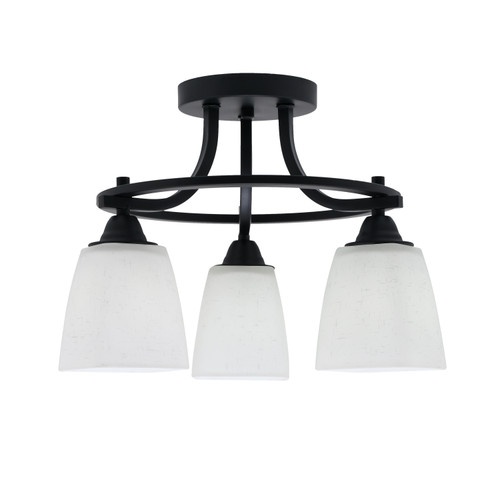 Paramount 3 Light Semi-Flush In Matte Black Finish With 4.5" White Muslin Glass (3417-MB-460)