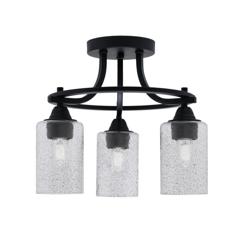 Paramount 3 Light Semi-Flush In Matte Black Finish With 4" Smoke Bubble Glass  (3417-MB-3002)