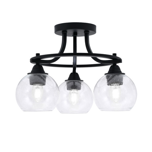 Paramount 3 Light Semi-Flush In Matte Black Finish With 5.75" Clear Bubble Glass  (3417-MB-4100)