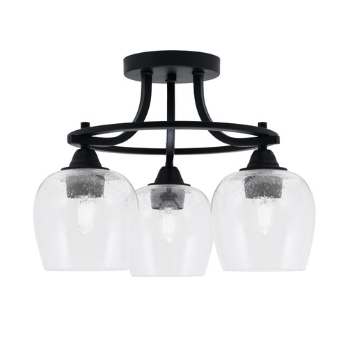 Paramount 3 Light Semi-Flush In Matte Black Finish With 6" Clear Bubble Glass (3417-MB-4810)