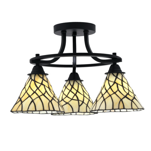 Paramount 3 Light Semi-Flush In Matte Black Finish With 7" Sandhill Art Glass (3417-MB-9115)
