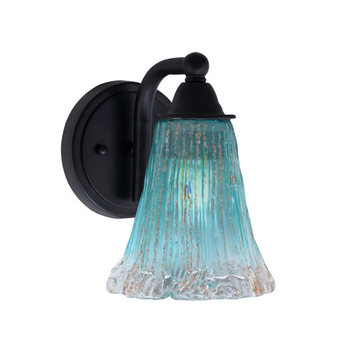 Paramount 1 Light Wall Sconce In Matte Black Finish With 5.5" Fluted Teal Crystal Glass (3421-MB-725)