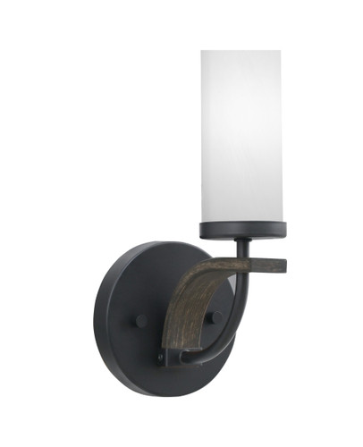 Monterey 1 Light Wall Sconce In Matte Black & Painted Distressed Wood-look Metal Finish With 2.5" White Marble Glass (2911-MBDW-811)