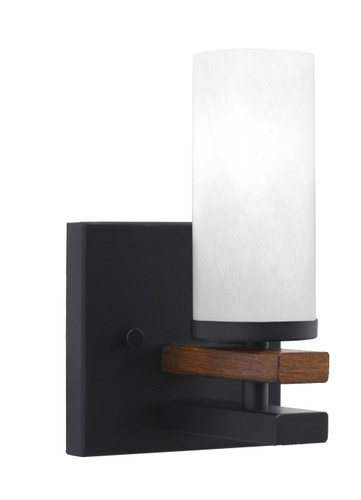 Belmont 1 Light Wall Sconce Shown In Matte Black & Painted Wood-look Metal Finish With 2.5" White Marble Glass (2711-MBWG-811)