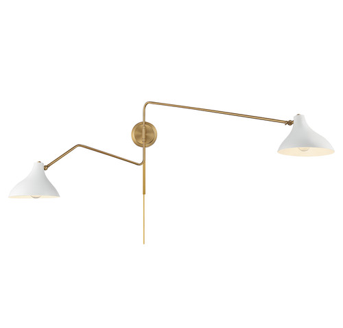 2-Light Wall Sconce in White with Natural Brass (M90088WHNB)