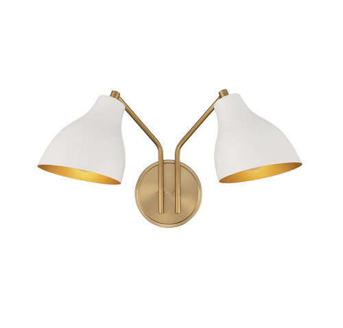 2-Light Wall Sconce in White with Natural Brass (M90075WHNB)