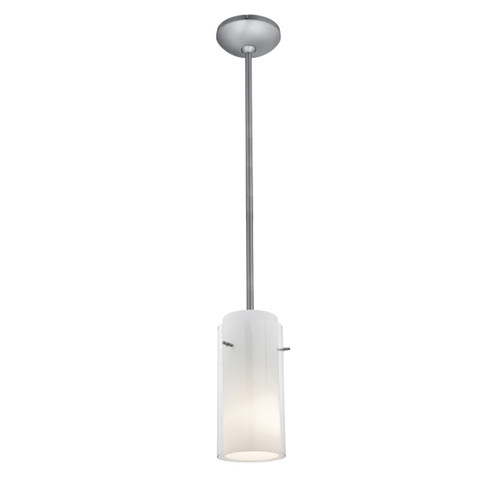 Glass`n Glass Cylinder Brushed Steel Pendant (28033-1R-BS/CLOP)