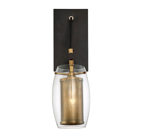 Dunbar 1-Light Wall Sconce in Warm Brass with Bronze Accents (9-9065-1-95)