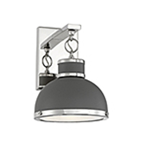 Corning 1-Light Wall Sconce in Gray with Polished Nickel Accents (9-8884-1-175)
