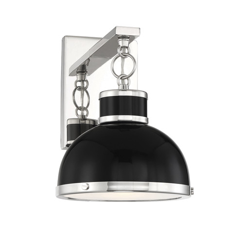 Corning 1-Light Wall Sconce in Matte Black with Polished Nickel Accents (9-8884-1-173)