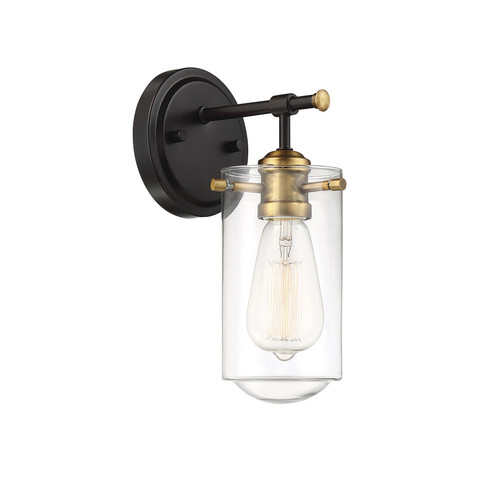 Clayton 1-Light Wall Sconce in English Bronze and Warm Brass (9-2262-1-79)