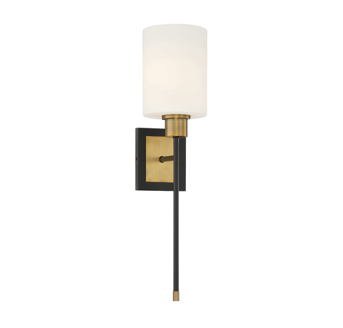 Alvara 1-Light Wall Sconce in Matte Black with Warm Brass Accents (9-1645-1-143)
