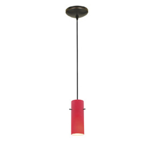 Cylinder Oil Rubbed Bronze Pendant (28030-1C-ORB/RED)