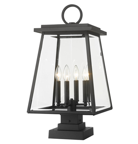 Broughton 4 Light Outdoor Pier Mounted Fixture in Black (521PHBS-SQPM-BK)