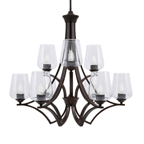 Zilo Uplight, 9 Light, Chandelier In Dark Granite Finish With 5" Clear Bubble Glass (569-DG-210)