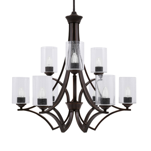 Zilo Uplight, 9 Light, Chandelier In Dark Granite Finish With 4" Clear Bubble Glass (569-DG-300)