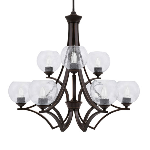 Zilo Uplight, 9 Light, Chandelier In Dark Granite Finish With 5.75" Clear Bubble Glass (569-DG-4100)