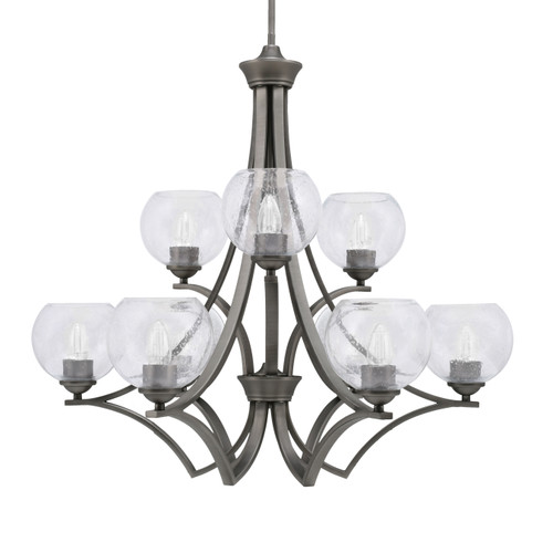 Zilo Uplight, 9 Light, Chandelier In Graphite Finish With 5.75" Clear Bubble Glass (569-GP-4100)