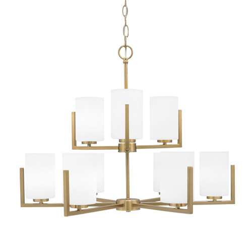 Atlas Uplight, 9 Light, Chandelier In New Age Brass Finish With 4" White Muslin Glass (4509-NAB-310)