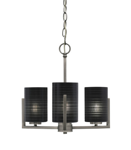 Atlas Uplight, 3 Light, Chandelier In Graphite Finish With 4" Black Matrix Glass (4503-GP-4069)