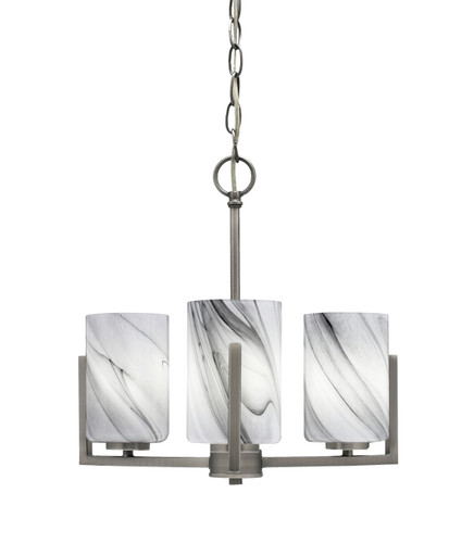 Atlas Uplight, 3 Light, Chandelier In Graphite Finish With 4" Onyx Swirl Glass (4503-GP-3009)