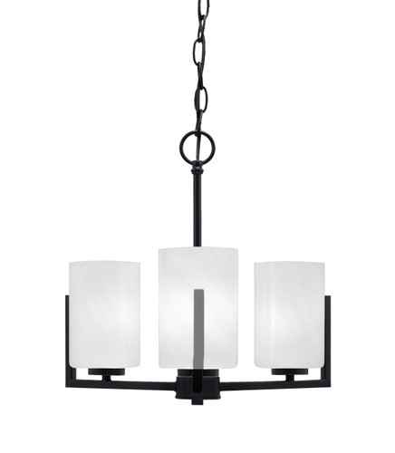 Atlas Uplight, 3 Light, Chandelier In Matte Black Finish With 4" White Marble Glass (4503-MB-3001)