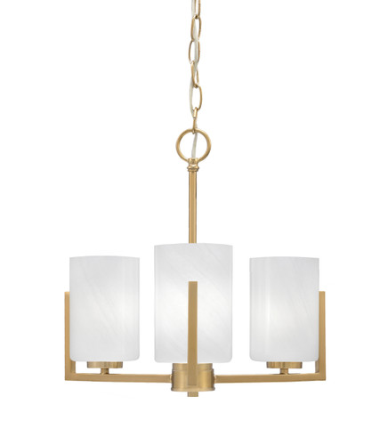 Atlas Uplight, 3 Light, Chandelier In New Age Brass Finish With 4" White Marble Glass (4503-NAB-3001)