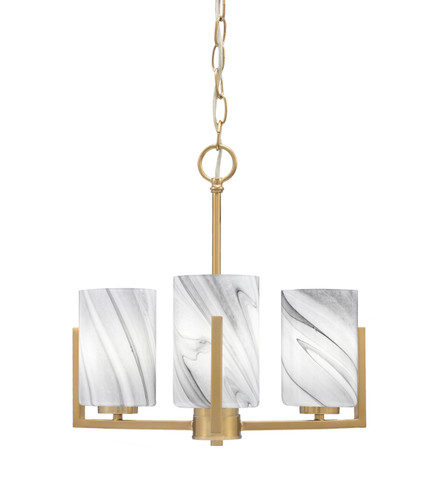 Atlas Uplight, 3 Light, Chandelier In New Age Brass Finish With 4" Onyx Swirl Glass (4503-NAB-3009)