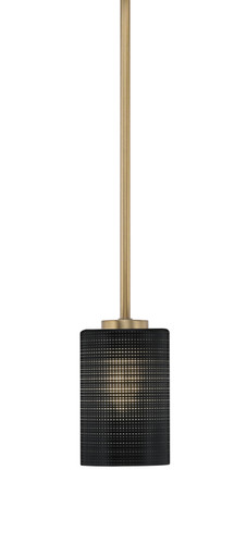 Atlas 1 Light Mini Pendant In New Age Brass Finish With 4" Black Matrix Glass (4501-NAB-4069)