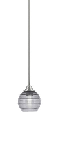 Paramount 1 Light Mini Pendant In Brushed Nickel Finish With 6" Smoke Ribbed Glass (3401-BN-5112)