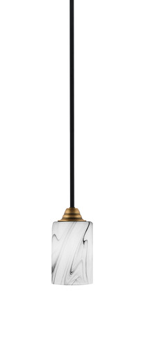 Paramount 1 Light Mini Pendant In Matte Black & Brass Finish With 4" Onyx Swirl Glass (3401-MBBR-3009)