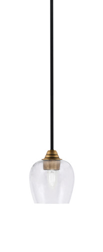 Paramount 1 Light Mini Pendant In Matte Black & Brass Finish With 6" Clear Bubble Glass (3401-MBBR-4810)