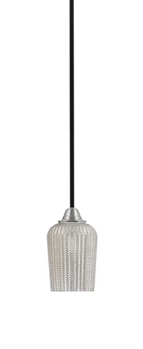 Paramount 1 Light Mini Pendant In Matte Black & Brushed Nickel Finish With 5" Silver Textured Glass (3401-MBBN-4253)