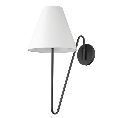 Kennedy 1 Light Articulating Wall Sconce in Natural Black with Ivory Linen Shade (3690-A1W NB-IL)