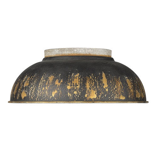 Kinsley Flush Mount in Aged Galvanized Steel with Antique Black Iron Shade Shade (0865-FM AGV-ABI)