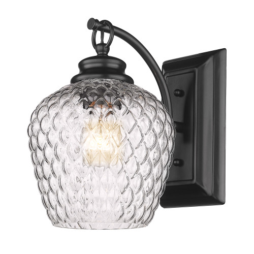 Adeline 1 Light Wall Sconce in Matte Black with Clear Glass Shade (1088-1W BLK-CLR)