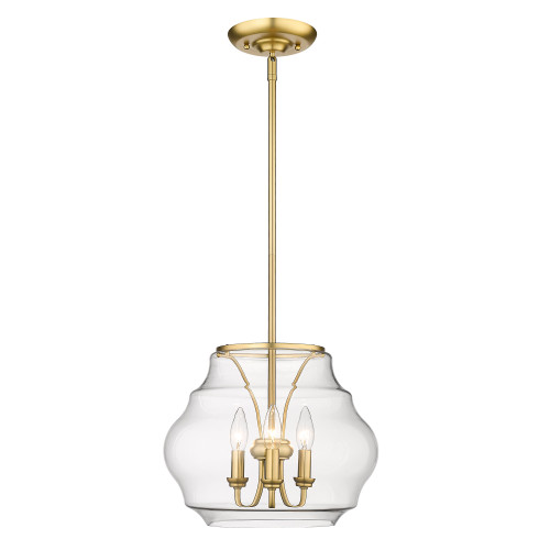 Annette 3 Light Pendant in Brushed Champagne Bronze with Clear Glass Shade (1087-3P BCB-CLR)