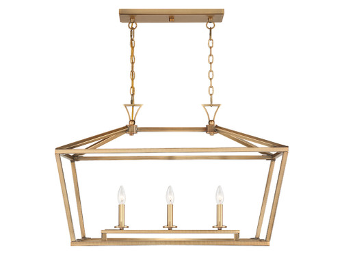 Townsend 3-Light Linear Chandelier in Warm Brass (1-423-3-322)