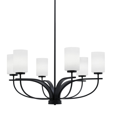 Cavella 6 Light Chandelier Shown In Matte Black Finish With 4" White Muslin Glass (3906-MB-310)