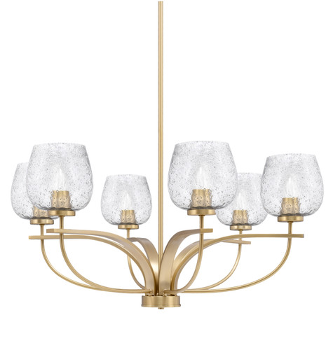 Cavella 6 Light Chandelier Shown In New Age Brass Finish With 6" Smoke Bubble Glass (3906-NAB-4812)
