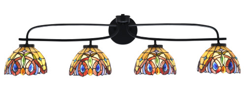 Cavella 4 Light Bath Bar Shown In Matte Black Finish With 7" Lynx Art Glass (3914-MB-9445)