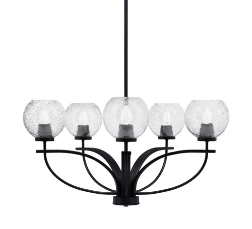 Cavella 5 Light Chandelier In Matte Black Finish With 5.75" Smoke Bubble Glass (3905-MB-4102)
