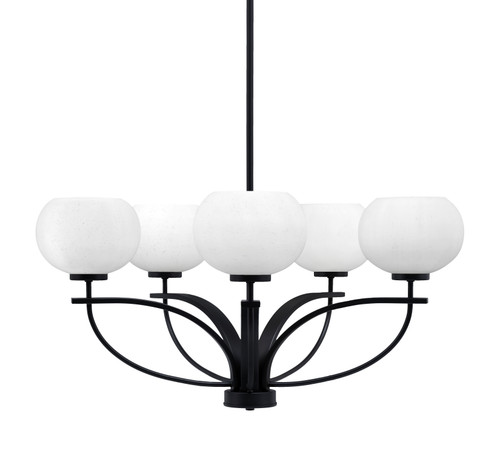Cavella 5 Light Chandelier In Matte Black Finish With 7" White Muslin Glass (3905-MB-212)