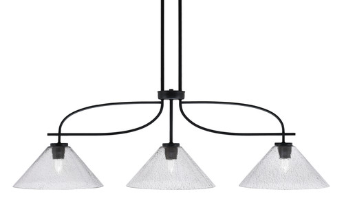 Cavella 3 Light Island Light Shown In Matte Black Finish With 12" Smoke Bubble Glass (3936-MB-2122)