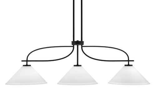 Cavella 3 Light Island Light Shown In Matte Black Finish With 12" White Muslin Glass (3936-MB-316)