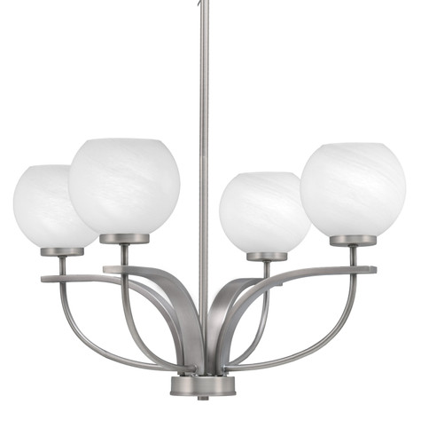 Cavella 4 Light Chandelier Shown In Graphite Finish With 5.75" White Marble Glass (3904-GP-4101)