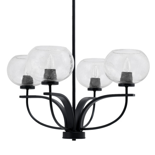 Cavella 4 Light Chandelier Shown In Matte Black Finish With 7" Clear Bubble Glass (3904-MB-202)
